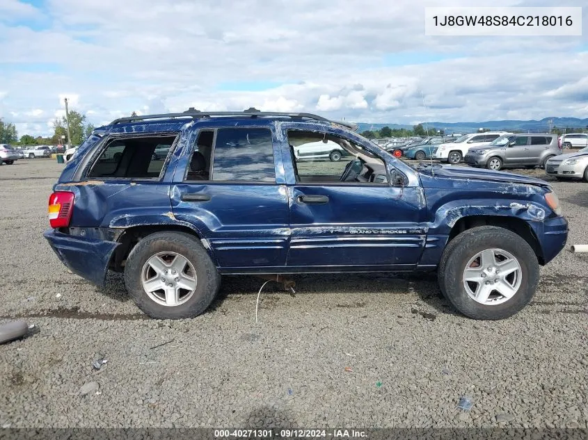 2004 Jeep Grand Cherokee Laredo VIN: 1J8GW48S84C218016 Lot: 40271301