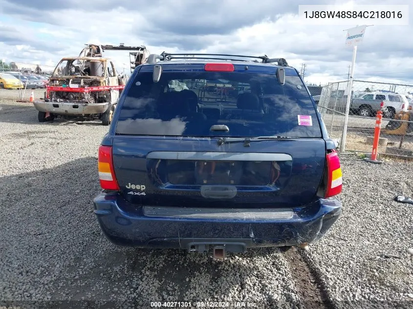 2004 Jeep Grand Cherokee Laredo VIN: 1J8GW48S84C218016 Lot: 40271301