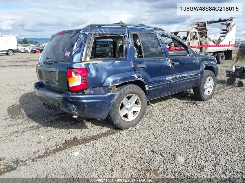 2004 Jeep Grand Cherokee Laredo VIN: 1J8GW48S84C218016 Lot: 40271301