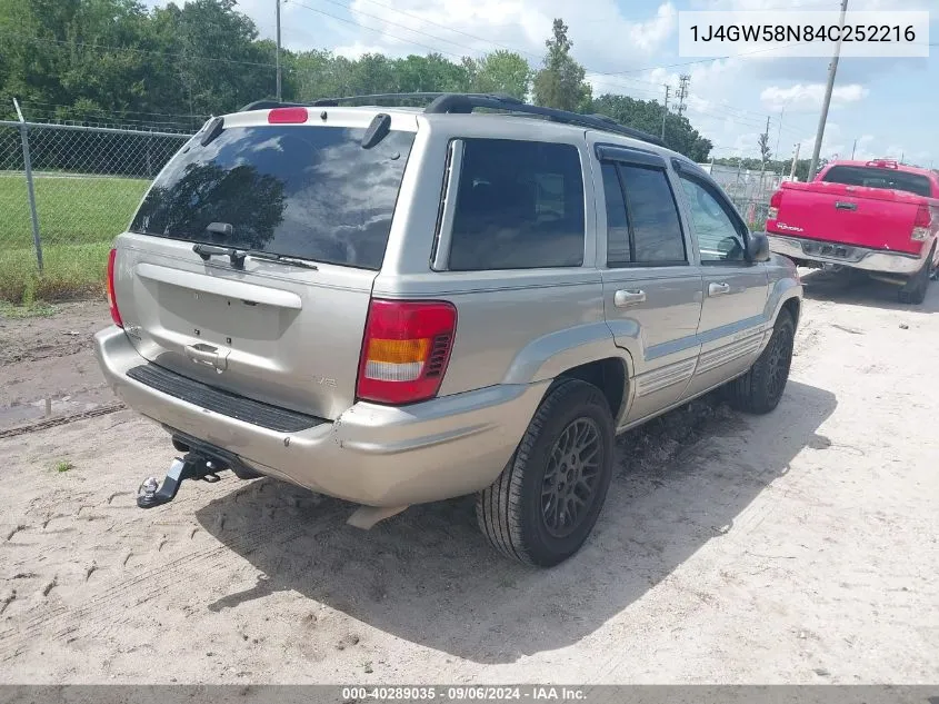 2004 Jeep Grand Cherokee Limited VIN: 1J4GW58N84C252216 Lot: 40289035