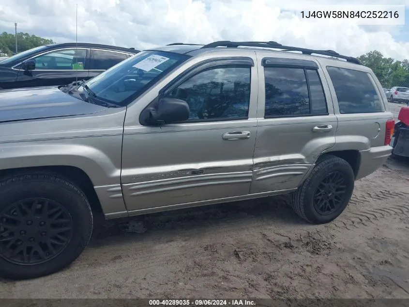 2004 Jeep Grand Cherokee Limited VIN: 1J4GW58N84C252216 Lot: 40289035