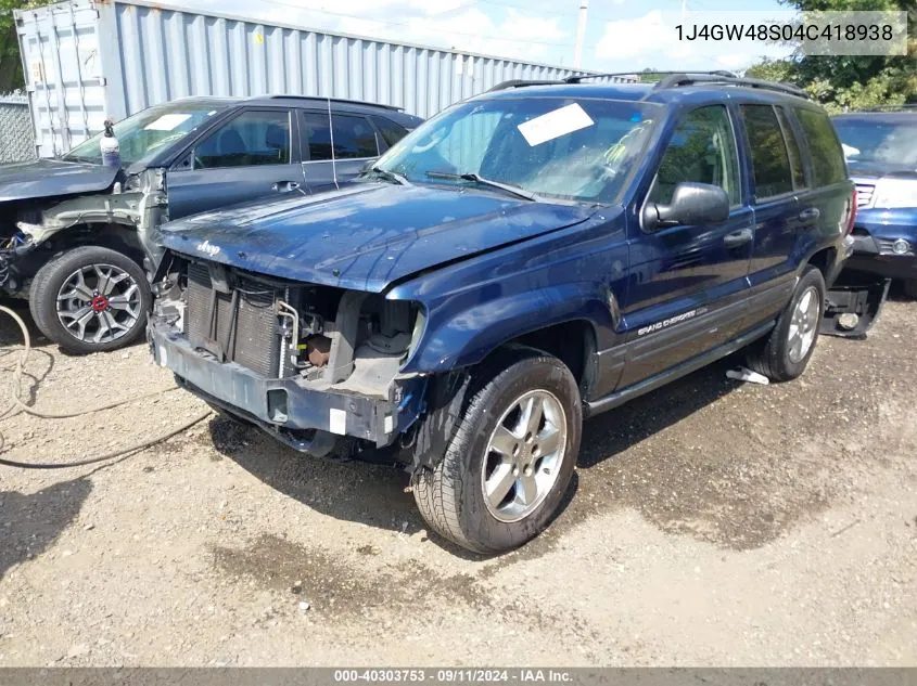 1J4GW48S04C418938 2004 Jeep Grand Cherokee Laredo