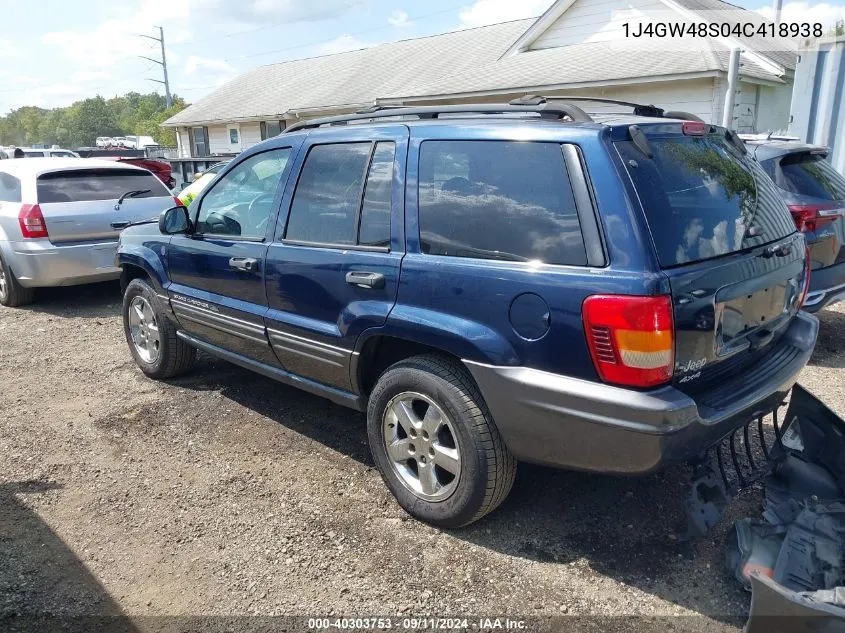 2004 Jeep Grand Cherokee Laredo VIN: 1J4GW48S04C418938 Lot: 40303753