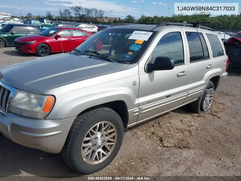 2004 Jeep Grand Cherokee Limited VIN: 1J4GW58N84C317033 Lot: 40352959