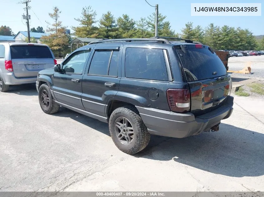 2004 Jeep Grand Cherokee Laredo VIN: 1J4GW48N34C343985 Lot: 40400407