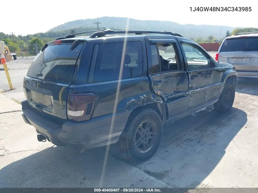 2004 Jeep Grand Cherokee Laredo VIN: 1J4GW48N34C343985 Lot: 40400407