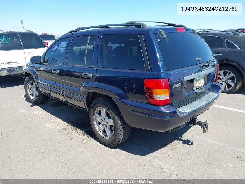 2004 Jeep Grand Cherokee Laredo VIN: 1J4GX48S24C212789 Lot: 40418111