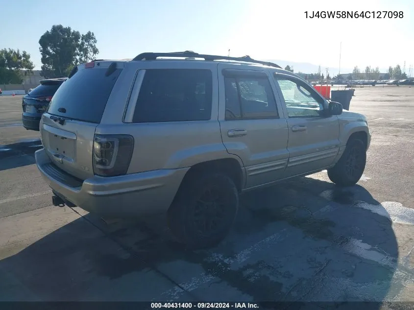 2004 Jeep Grand Cherokee Limited VIN: 1J4GW58N64C127098 Lot: 40431400