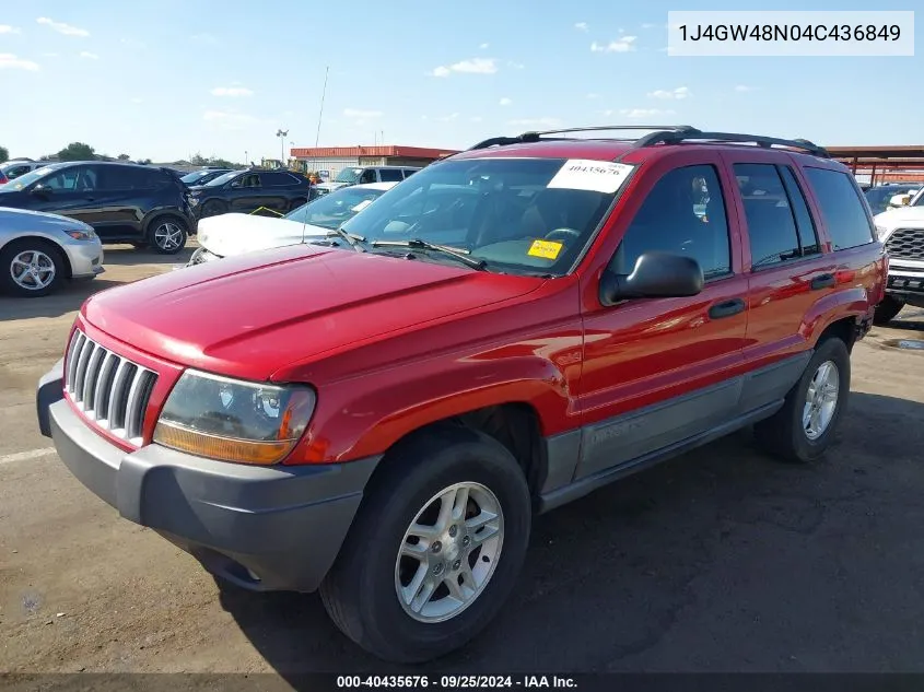 2004 Jeep Grand Cherokee Laredo VIN: 1J4GW48N04C436849 Lot: 40435676