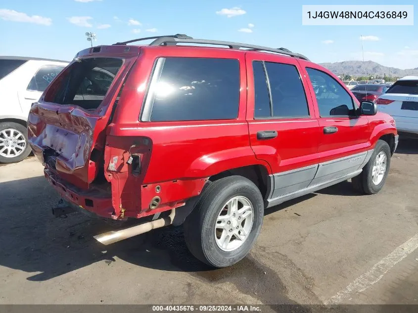 2004 Jeep Grand Cherokee Laredo VIN: 1J4GW48N04C436849 Lot: 40435676