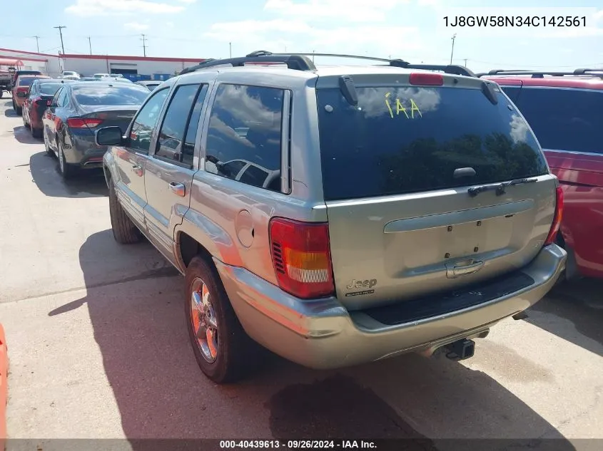 2004 Jeep Grand Cherokee Limited VIN: 1J8GW58N34C142561 Lot: 40439613