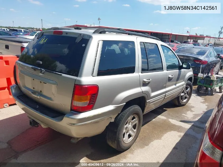 2004 Jeep Grand Cherokee Limited VIN: 1J8GW58N34C142561 Lot: 40439613