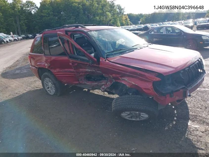 2004 Jeep Grand Cherokee Limited VIN: 1J4GW58N04C396648 Lot: 40460942