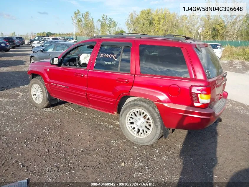 2004 Jeep Grand Cherokee Limited VIN: 1J4GW58N04C396648 Lot: 40460942