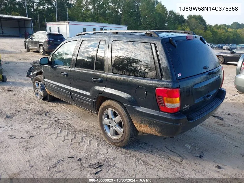 2004 Jeep Grand Cherokee Limited VIN: 1J8GW58N14C375368 Lot: 40500029