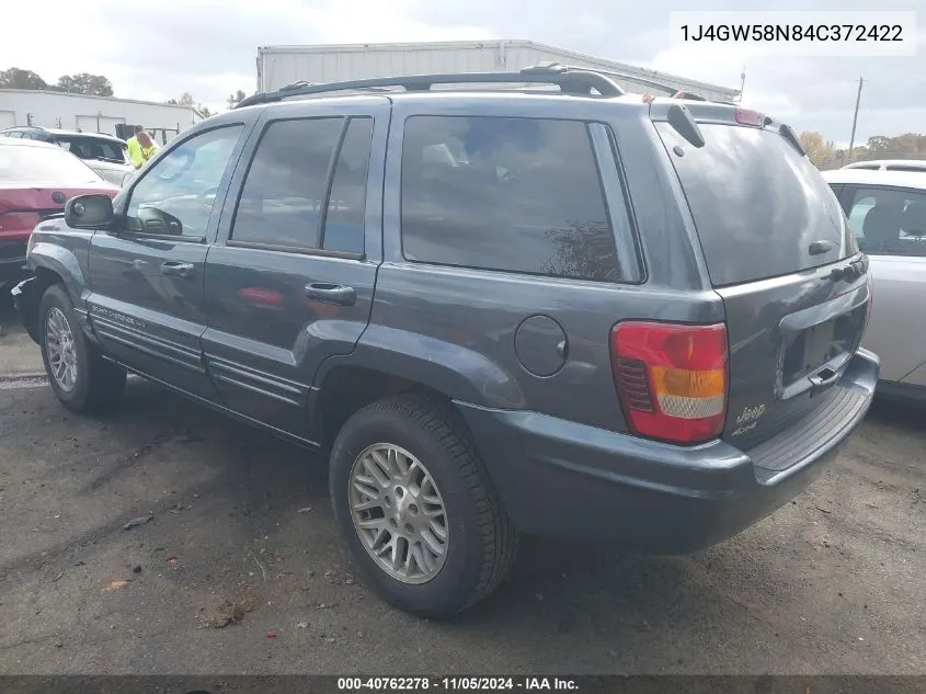 2004 Jeep Grand Cherokee Limited VIN: 1J4GW58N84C372422 Lot: 40762278