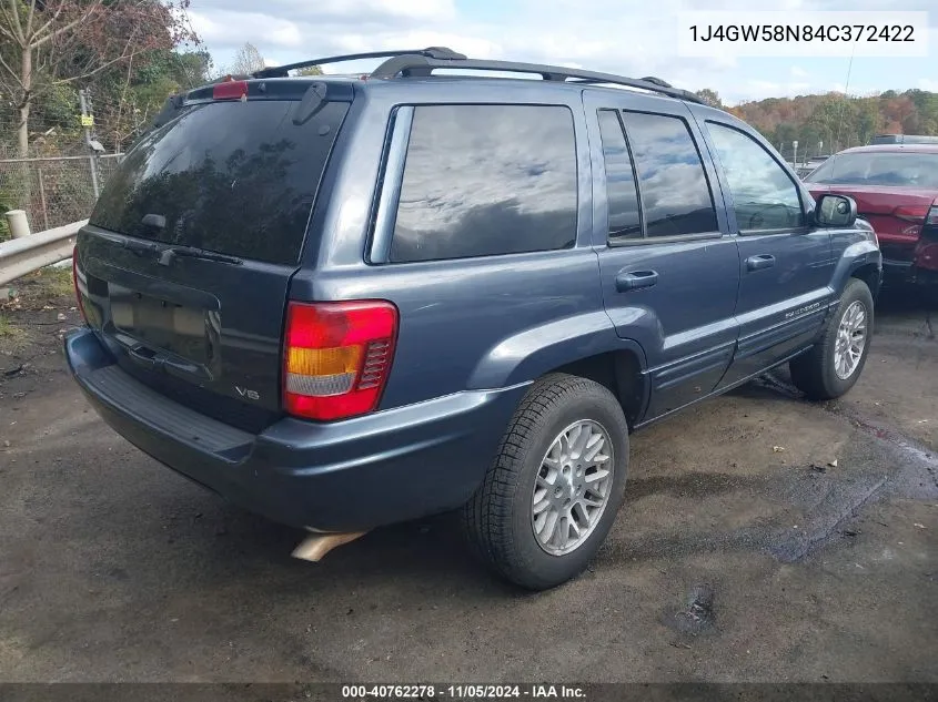 2004 Jeep Grand Cherokee Limited VIN: 1J4GW58N84C372422 Lot: 40762278