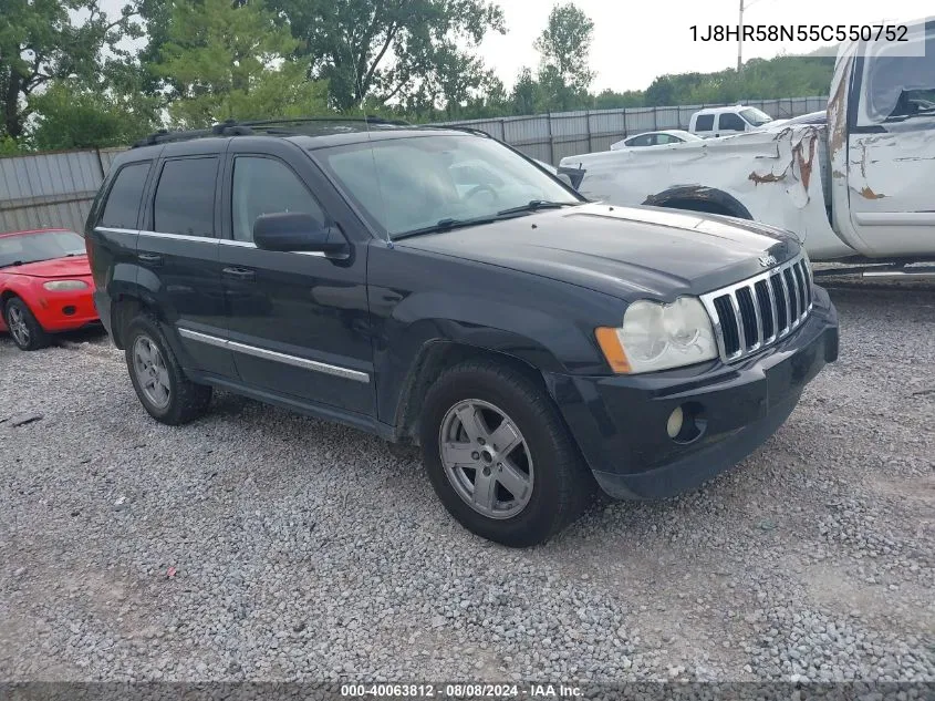 2005 Jeep Grand Cherokee Limited VIN: 1J8HR58N55C550752 Lot: 40063812