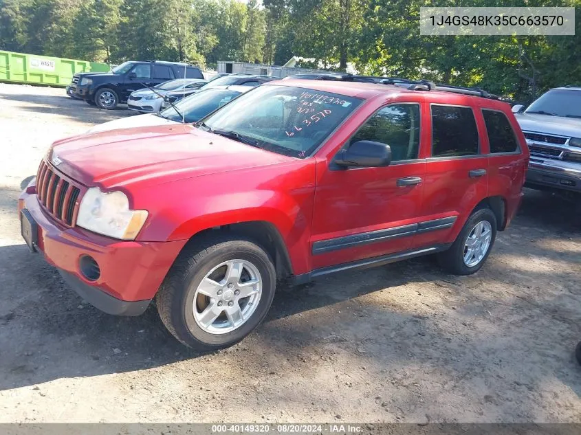 2005 Jeep Grand Cherokee Laredo VIN: 1J4GS48K35C663570 Lot: 40149320