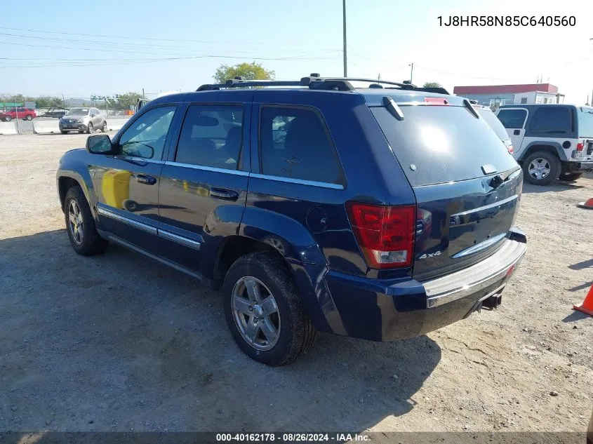 2005 Jeep Grand Cherokee Limited VIN: 1J8HR58N85C640560 Lot: 40162178