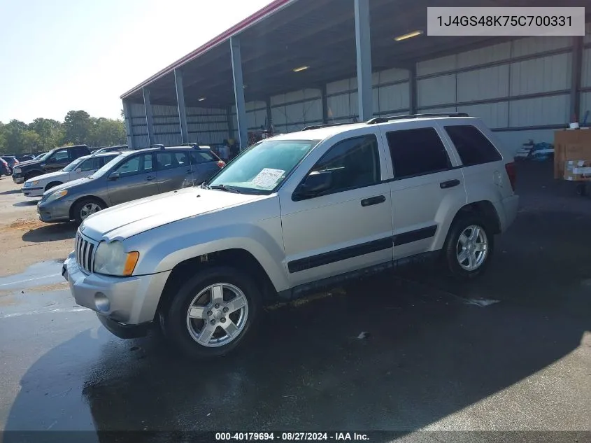 2005 Jeep Grand Cherokee Laredo VIN: 1J4GS48K75C700331 Lot: 40179694