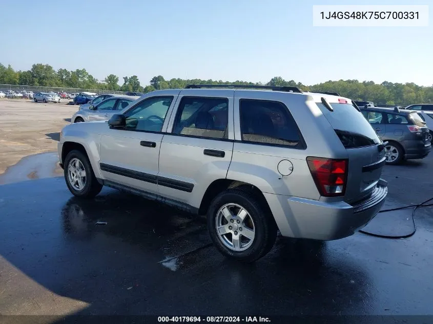 2005 Jeep Grand Cherokee Laredo VIN: 1J4GS48K75C700331 Lot: 40179694