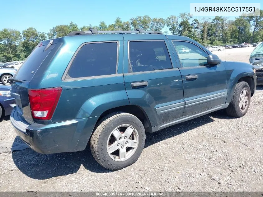 2005 Jeep Grand Cherokee Laredo/Columbia/Freedom VIN: 1J4GR48KX5C517551 Lot: 40305774