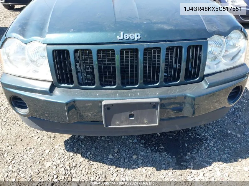 2005 Jeep Grand Cherokee Laredo/Columbia/Freedom VIN: 1J4GR48KX5C517551 Lot: 40305774