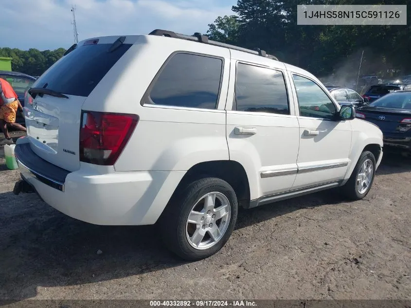 2005 Jeep Grand Cherokee Limited VIN: 1J4HS58N15C591126 Lot: 40332892