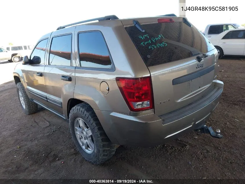 2005 Jeep Grand Cherokee Laredo VIN: 1J4GR48K95C581905 Lot: 40363814