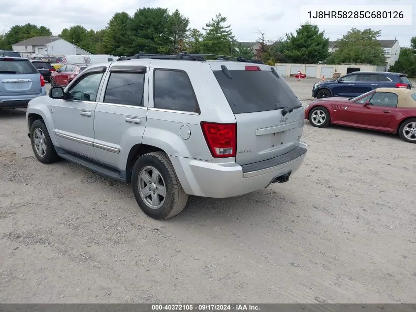 2005 Jeep Grand Cherokee Limited VIN: 1J8HR58285C680126 Lot: 40372105