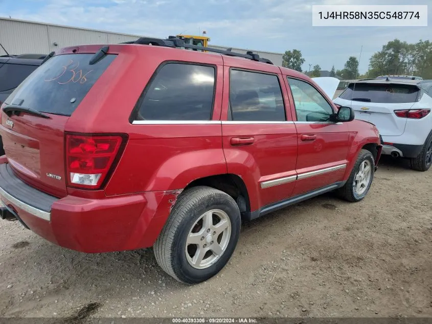 2005 Jeep Grand Cherokee Limited VIN: 1J4HR58N35C548774 Lot: 40393306