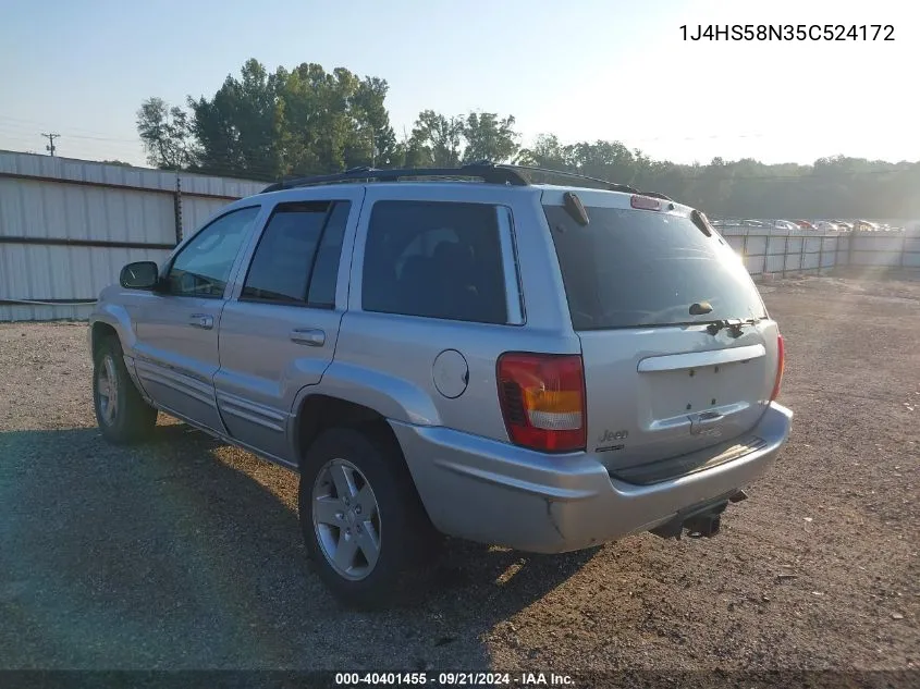 2005 Jeep Grand Cherokee Limited VIN: 1J4HS58N35C524172 Lot: 40401455