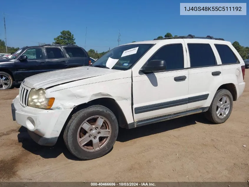 2005 Jeep Grand Cherokee Laredo VIN: 1J4GS48K55C511192 Lot: 40466686