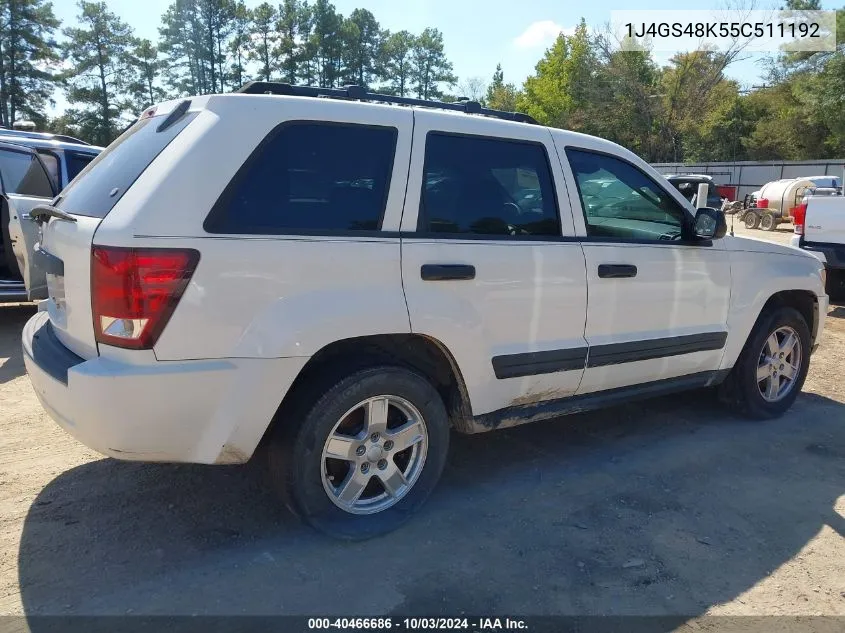 2005 Jeep Grand Cherokee Laredo VIN: 1J4GS48K55C511192 Lot: 40466686