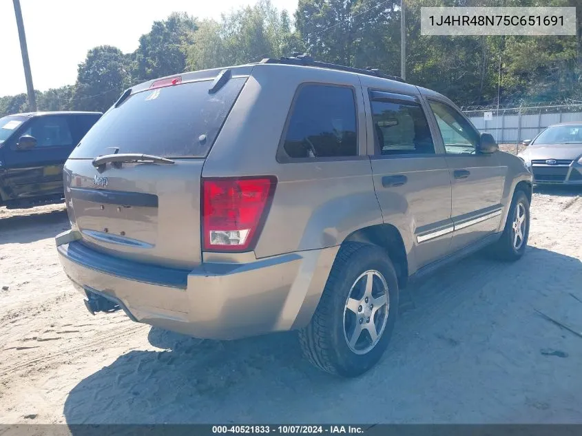 2005 Jeep Grand Cherokee Laredo VIN: 1J4HR48N75C651691 Lot: 40521833