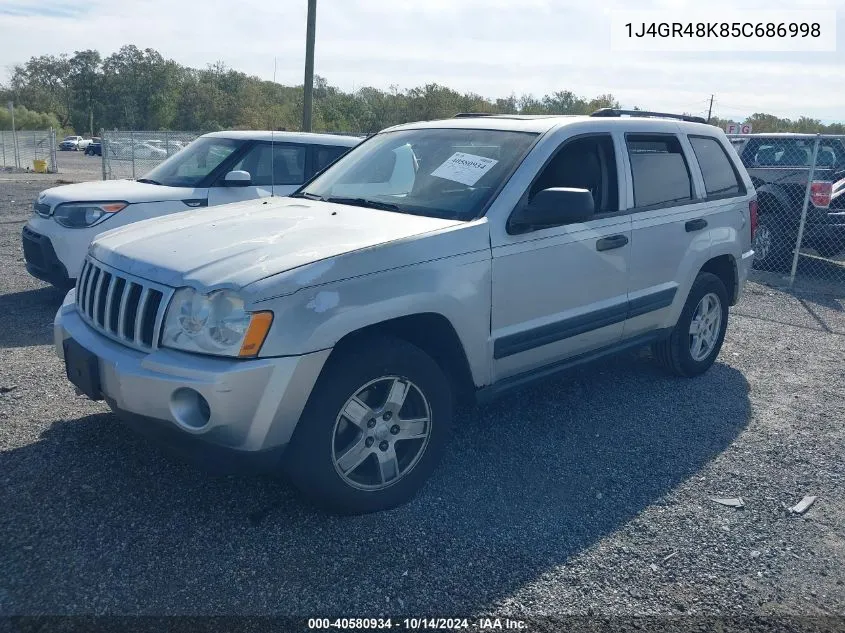 2005 Jeep Grand Cherokee Laredo VIN: 1J4GR48K85C686998 Lot: 40580934