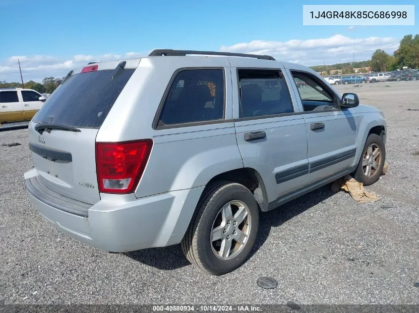 2005 Jeep Grand Cherokee Laredo VIN: 1J4GR48K85C686998 Lot: 40580934