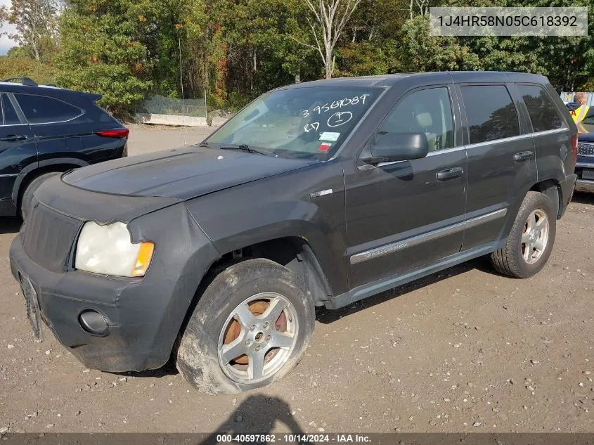 2005 Jeep Grand Cherokee Limited VIN: 1J4HR58N05C618392 Lot: 40597862