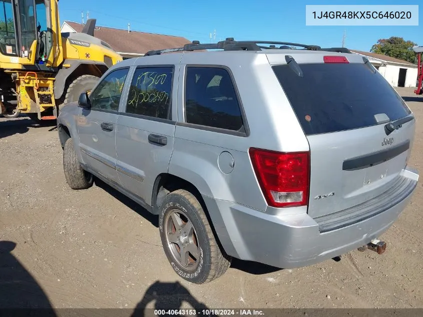 2005 Jeep Grand Cherokee Laredo VIN: 1J4GR48KX5C646020 Lot: 40643153