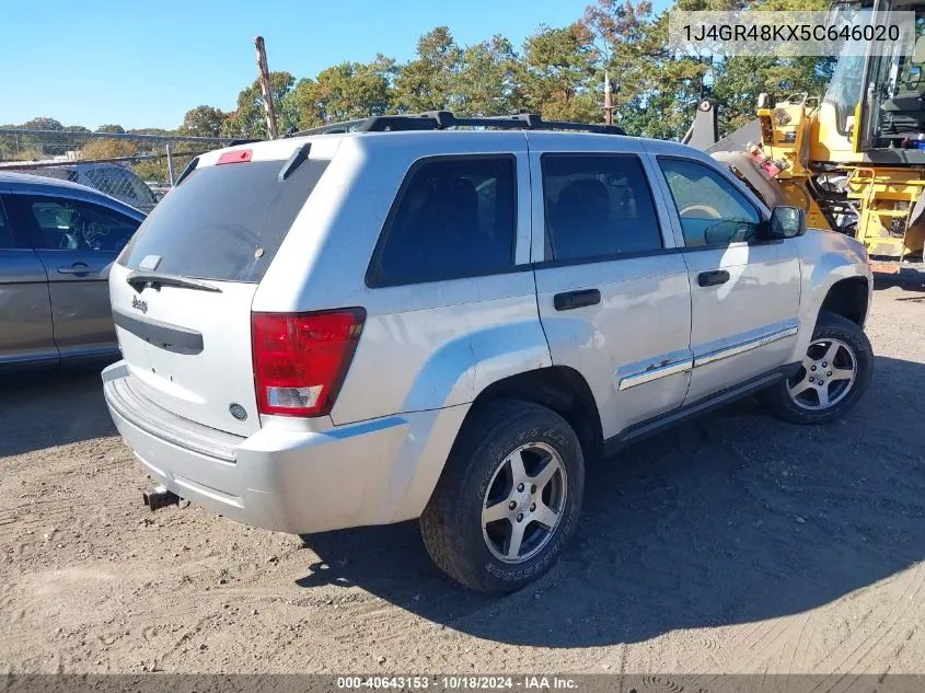 2005 Jeep Grand Cherokee Laredo VIN: 1J4GR48KX5C646020 Lot: 40643153