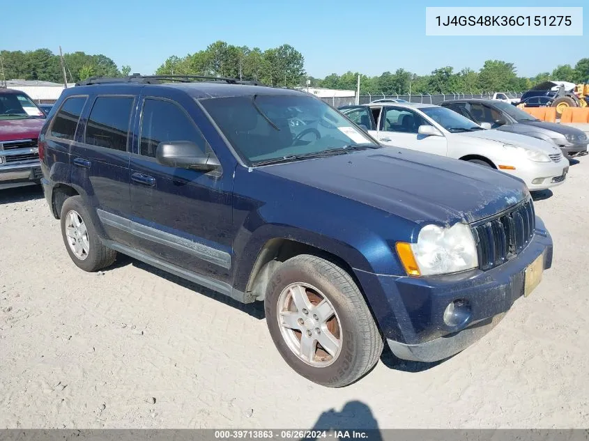 2006 Jeep Grand Cherokee Laredo VIN: 1J4GS48K36C151275 Lot: 39713863