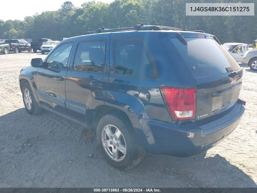 2006 Jeep Grand Cherokee Laredo VIN: 1J4GS48K36C151275 Lot: 39713863