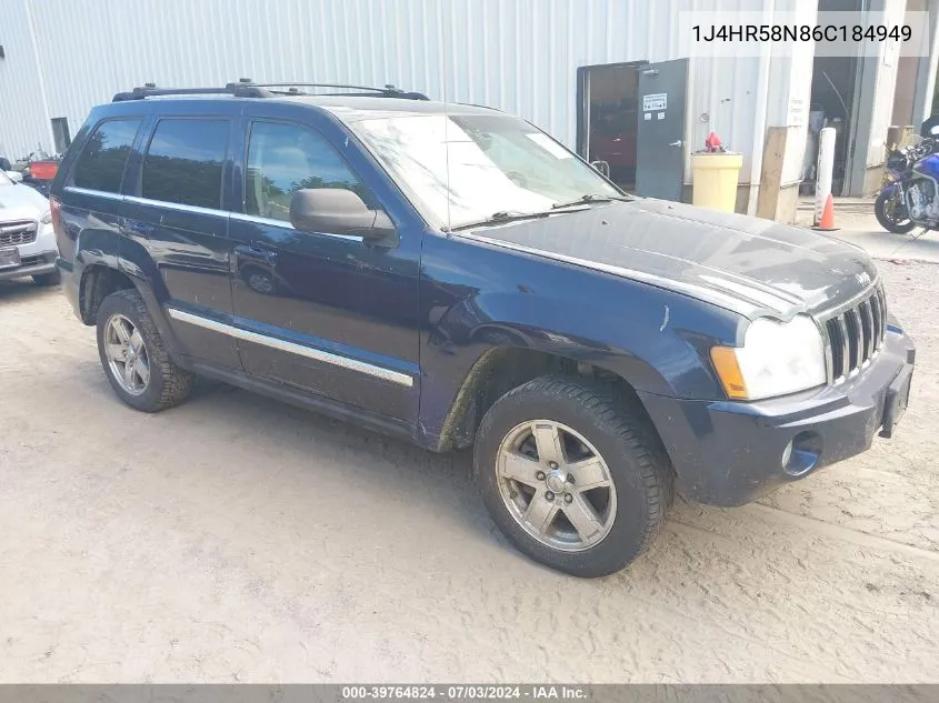 1J4HR58N86C184949 2006 Jeep Grand Cherokee Limited