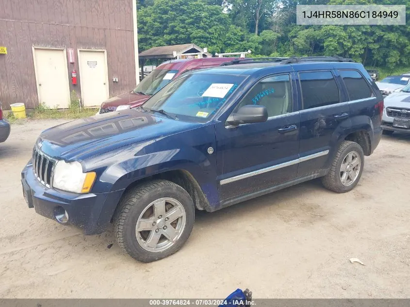 2006 Jeep Grand Cherokee Limited VIN: 1J4HR58N86C184949 Lot: 39764824