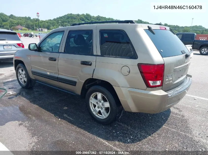 2006 Jeep Grand Cherokee Laredo VIN: 1J4HR48N46C160478 Lot: 39857262