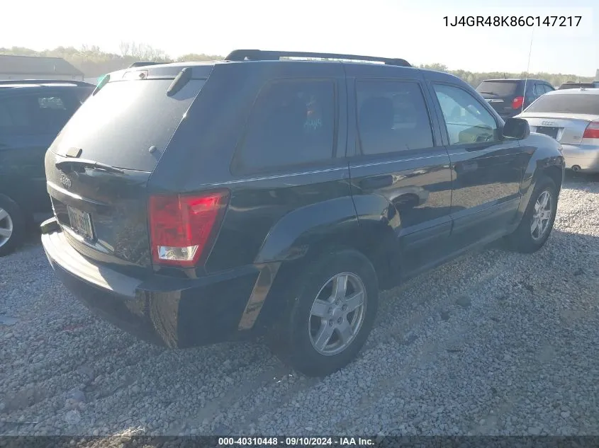 2006 Jeep Grand Cherokee Laredo VIN: 1J4GR48K86C147217 Lot: 40310448