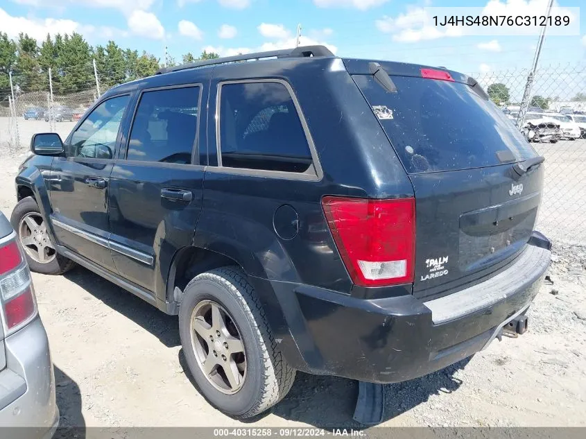 1J4HS48N76C312189 2006 Jeep Grand Cherokee Laredo