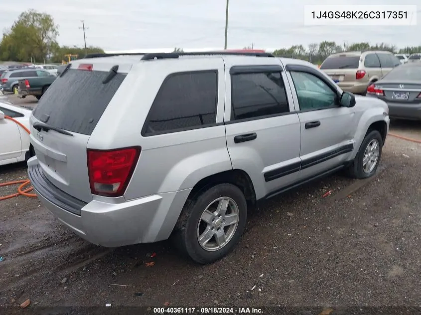 1J4GS48K26C317351 2006 Jeep Grand Cherokee Laredo