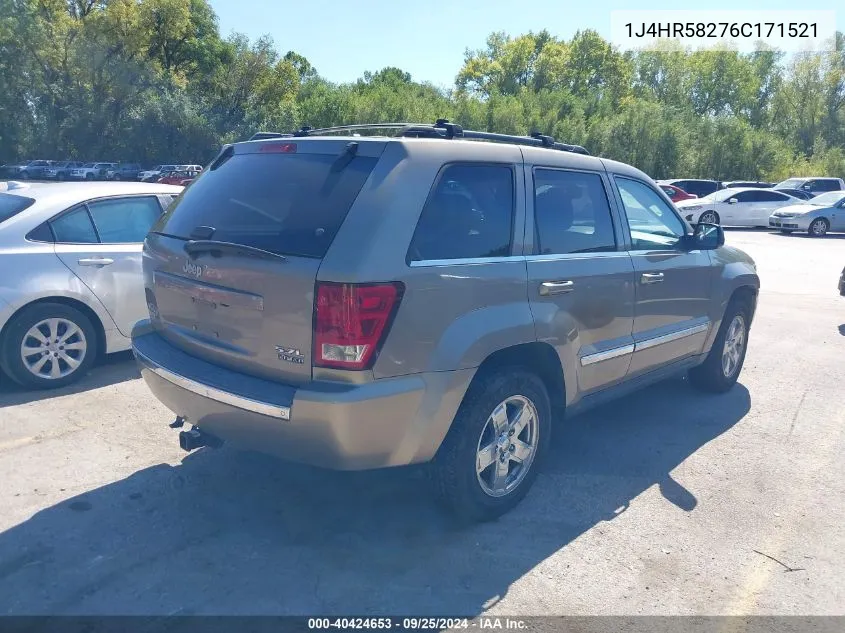 2006 Jeep Grand Cherokee Limited VIN: 1J4HR58276C171521 Lot: 40424653